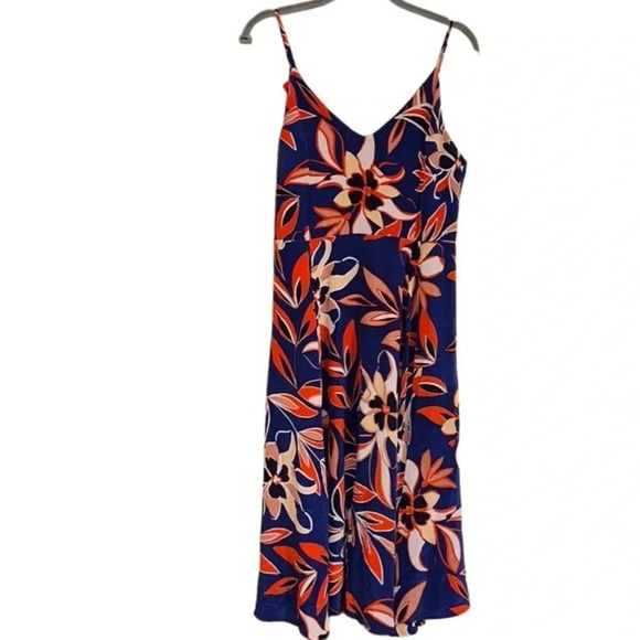 Yumi Kim Navy Blue Moonlight Silk Floral Dress Size M - Picture 2 of 9